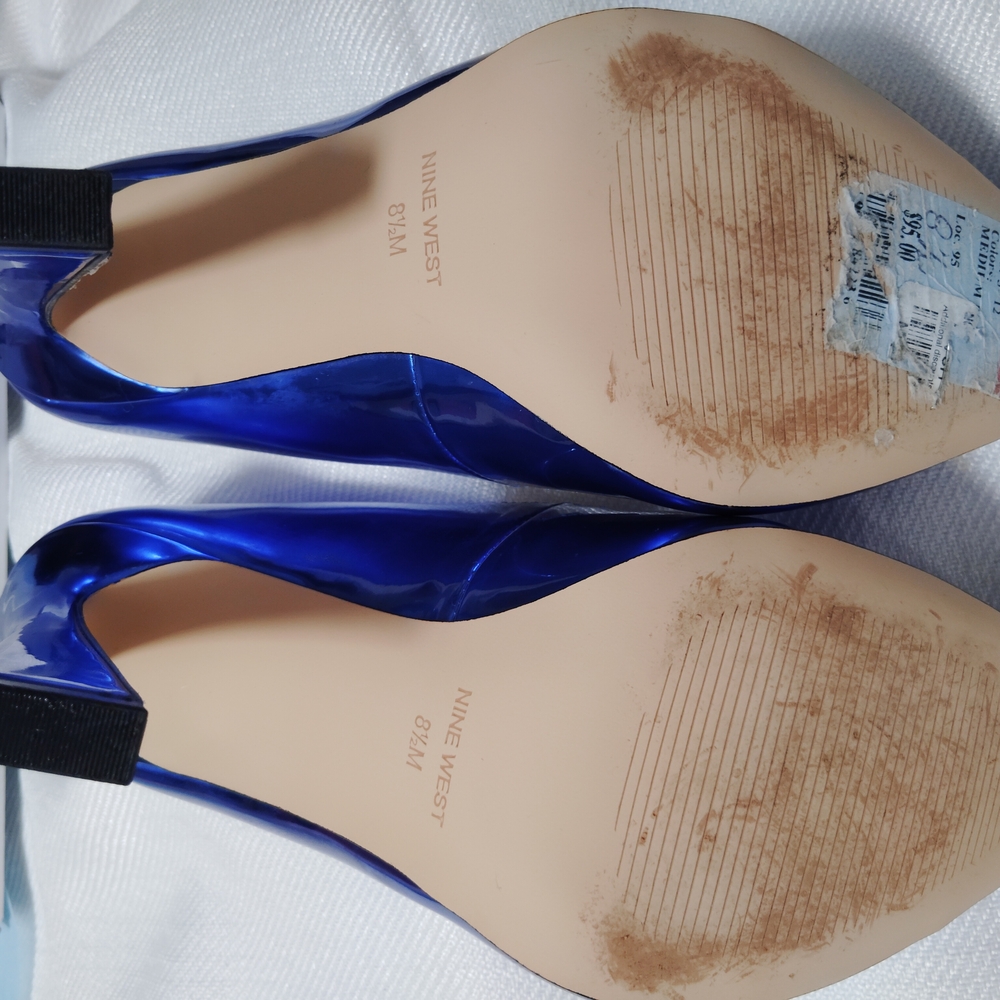 Nine West Shiny Blue Heels - Picture 4 of 5